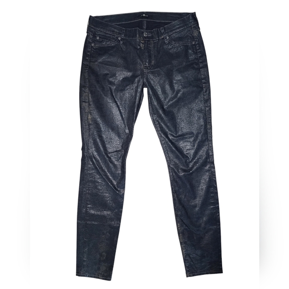 7 For All Mankind Denim - 7 FOR ALL MANKIND Women's l skinny second skin jeans, black metallic, size 29